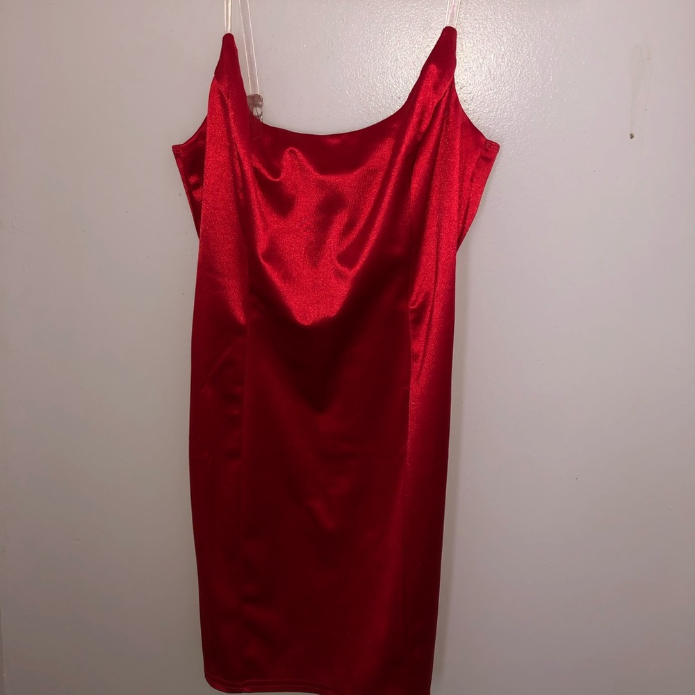 Red silky dress